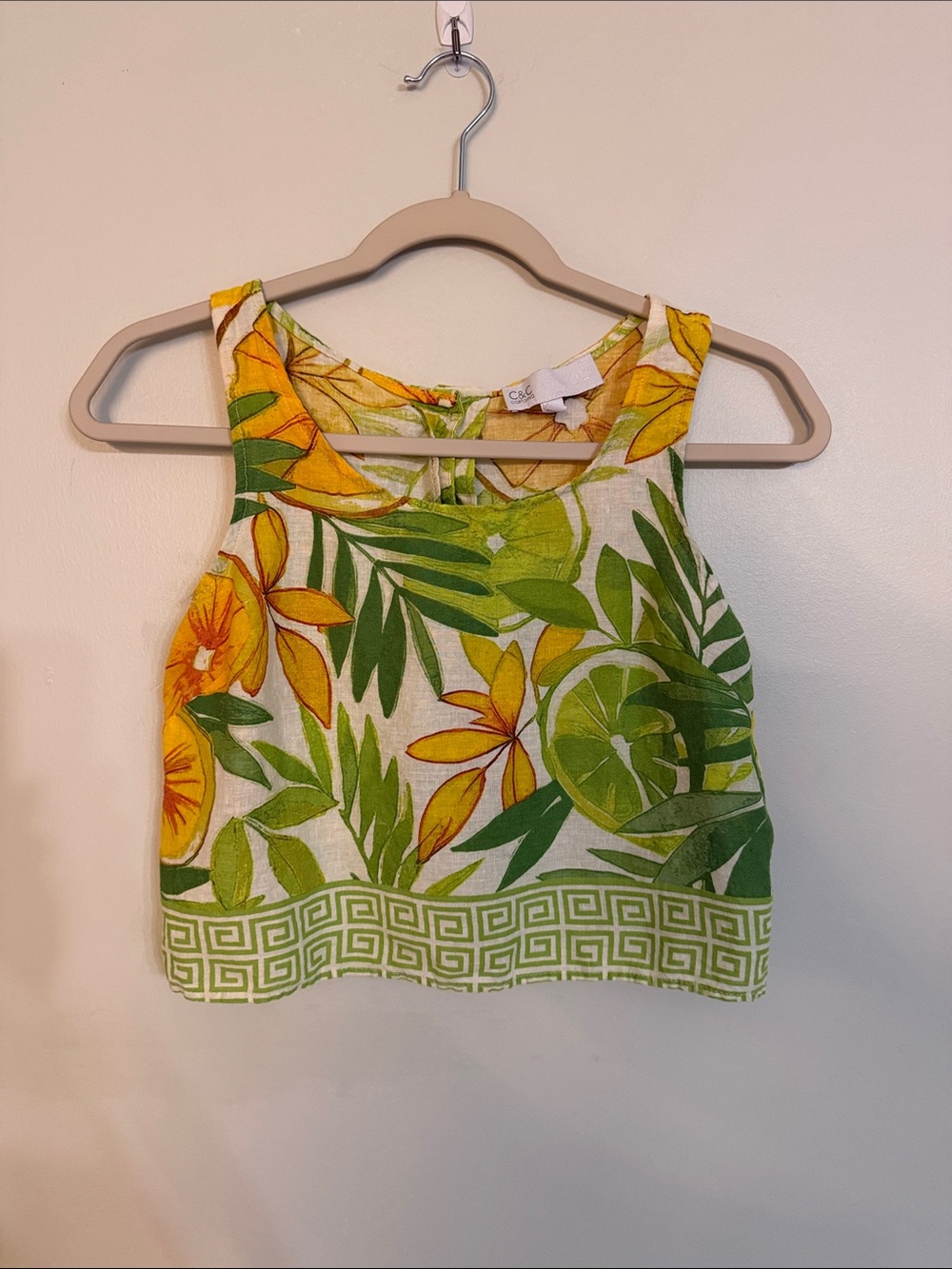 C&C California Green & Yellow Tropical Crop Top